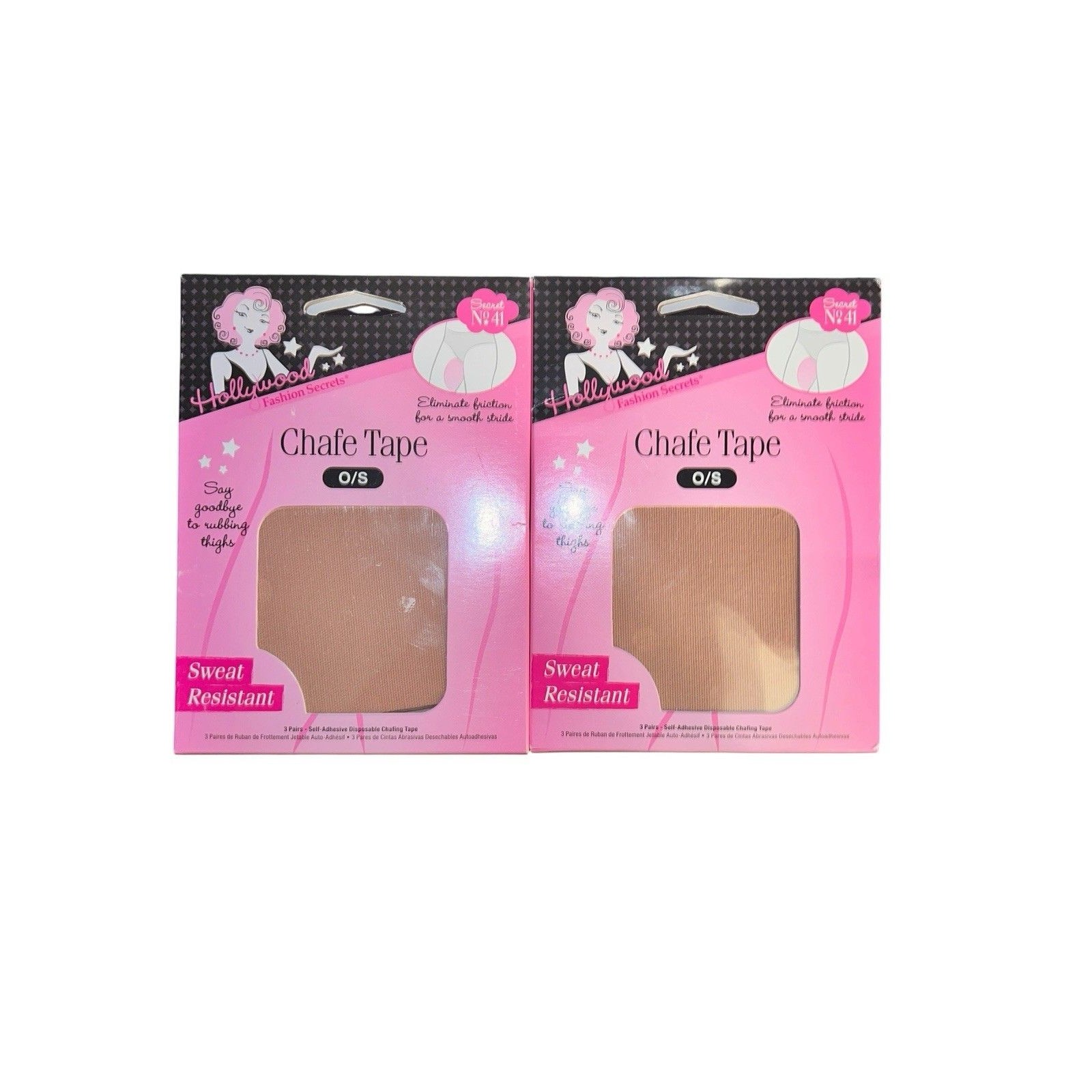Hollywood Fashion Secrets No 41 Disposable Chafe Tape OS Sweat Resistant 2 Pack